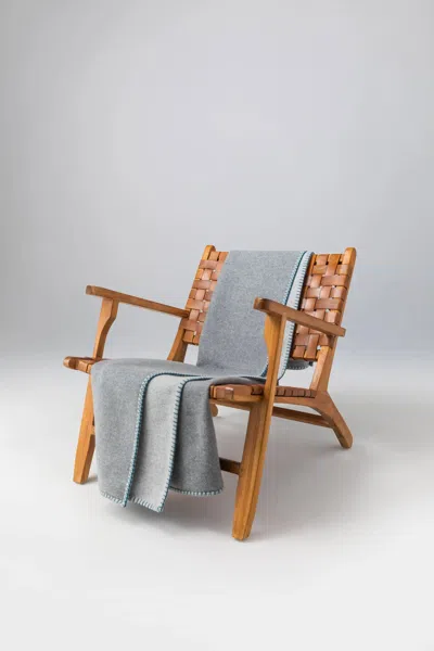 Johnstons Of Elgin Reversible Blanket Stitched Throw In Silver Grey In Gray