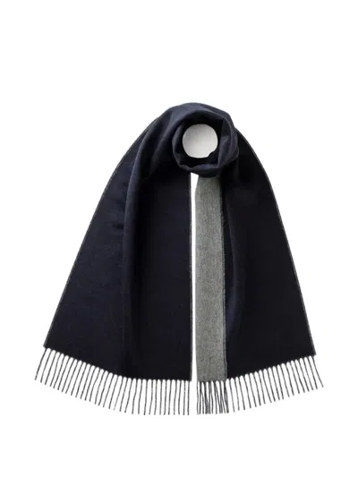 Johnstons Of Elgin Reversible Fringed Scarf In Blue