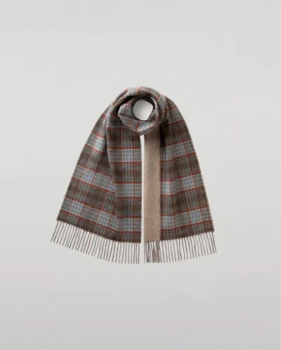 Johnstons Of Elgin Reversible Grey Check Cashmere Scarf In Burgundy