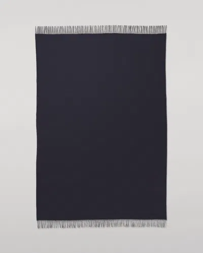 Johnstons Of Elgin Reversible Navy & Light Grey Cashmere Throw In Blue