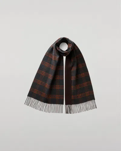 Johnstons Of Elgin Reversible Navy Tartan Cashmere Scarf In Multi