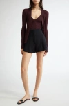 Johnstons Of Elgin Rib Superfine Cashmere V-neck Cardigan In Rosewood
