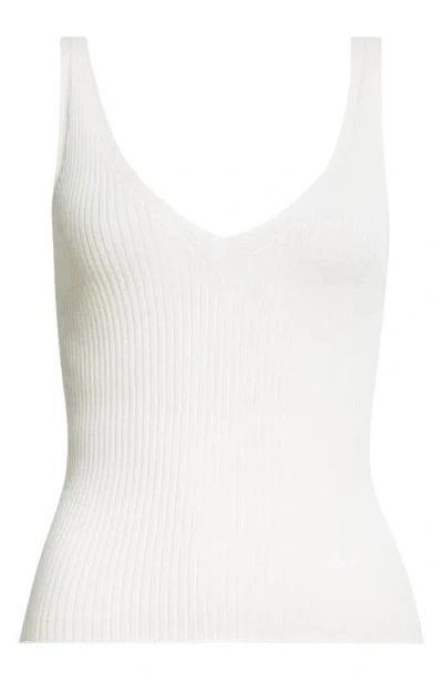 Johnstons Of Elgin Rib Superfine Cashmere V-neck Sweater Tank In Zinc White