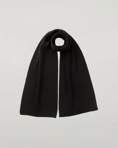 Johnstons Of Elgin Ribbed Black Cashmere Scarf