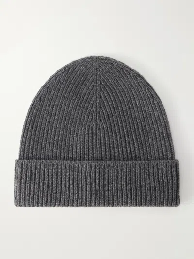 Johnstons Of Elgin Ribbed Cashmere Beanie In Gray