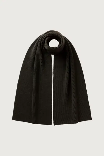 Johnstons Of Elgin Ribbed Dark Grey Cashmere Scarf In Black
