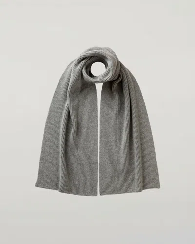 Johnstons Of Elgin Ribbed Light Grey Cashmere Scarf In Burgundy