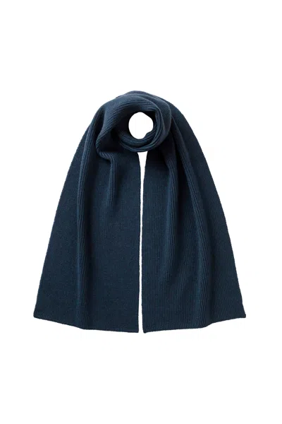 Johnstons Of Elgin Ribbed Navy Cashmere Scarf In Burgundy