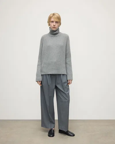 Johnstons Of Elgin Roll-collar Light Grey Cashmere Jumper In Gray