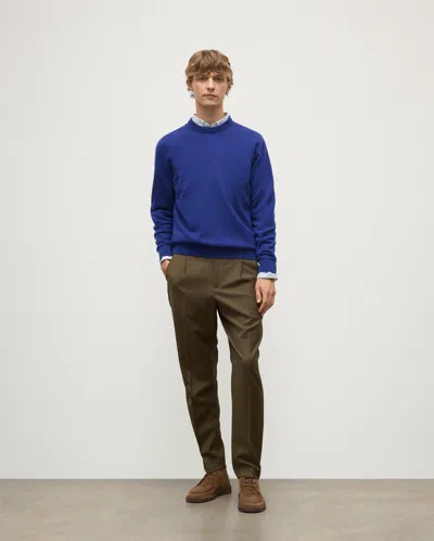 Johnstons Of Elgin Rory Blue Classic Cashmere Crew Jumper