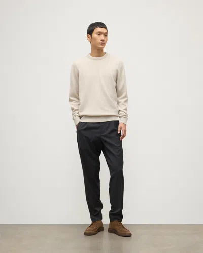 Johnstons Of Elgin Rory Natural Classic Cashmere Crew Jumper In Gray