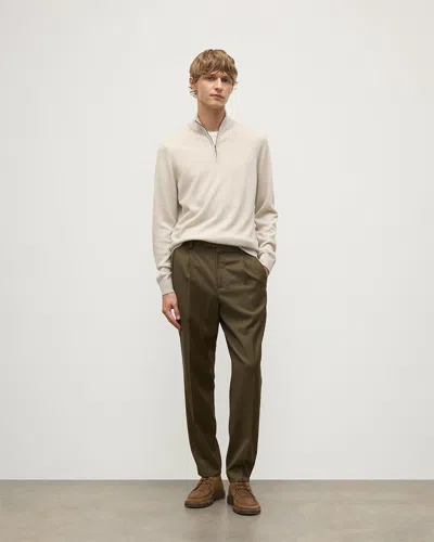 Johnstons Of Elgin Rory Natural Classic Cashmere Zip Neck Jumper In Neutral