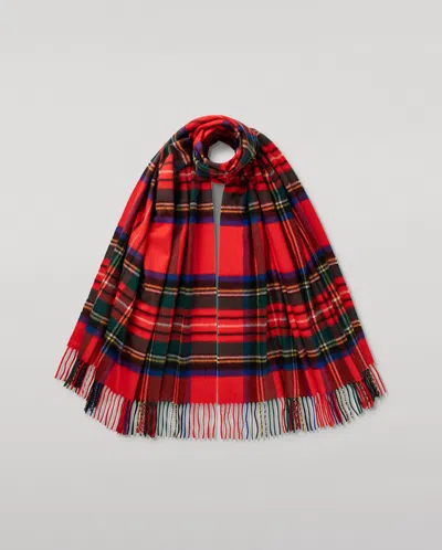Johnstons Of Elgin Royal Stewart Tartan Cashmere Stole In Red