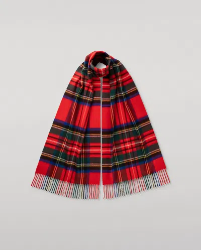 Johnstons Of Elgin Royal Stewart Tartan Wide Cashmere Scarf In Red