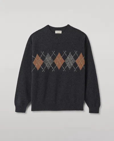 Johnstons Of Elgin Rusky Grey Argyle Lambswool Jumper In Black