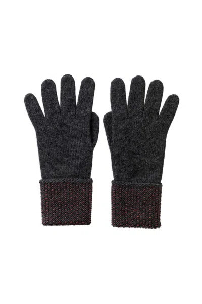 Johnstons Of Elgin Seed Stitch Grey Cashmere Gloves In Black