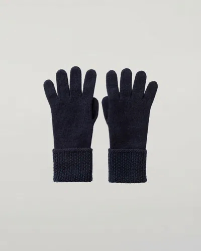 Johnstons Of Elgin Seed Stitch Navy Cashmere Gloves In Black