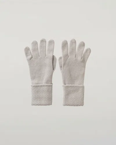 Johnstons Of Elgin Seed Stitch White Cashmere Gloves In Gray