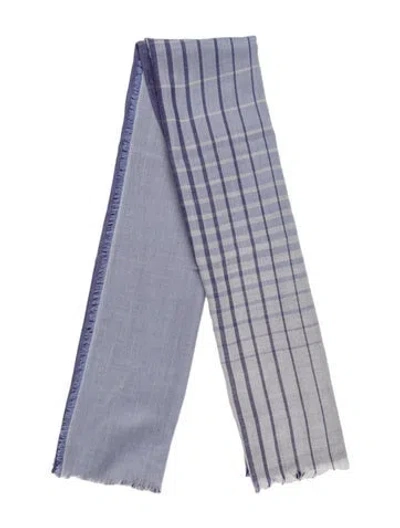 Pre-owned Johnstons Of Elgin Silk Plaid Print Scarf W/ Tags In Purple