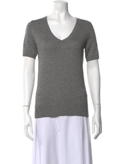 Pre-owned Johnstons Of Elgin Silk V-neck T-shirt In Grey