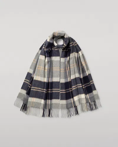 Johnstons Of Elgin Silver Bannockbane Tartan Cashmere Stole In Neutral