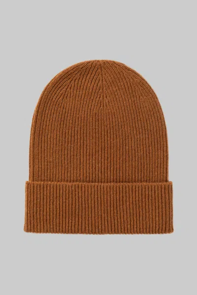 Johnstons Of Elgin Slouchy Dark Camel Cashmere Beanie In Brown