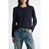 Johnstons Of Elgin Superfine Cashmere & Silk Crewneck Sweater In Dark Navy