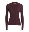 Johnstons Of Elgin Superfine Cashmere V-neck Cardigan In Burgundy