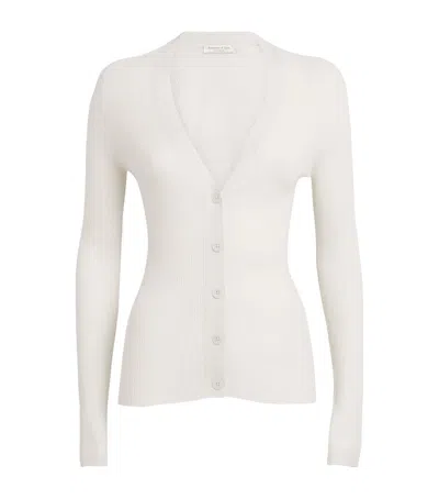 Johnstons Of Elgin Superfine Cashmere Cardigan In White
