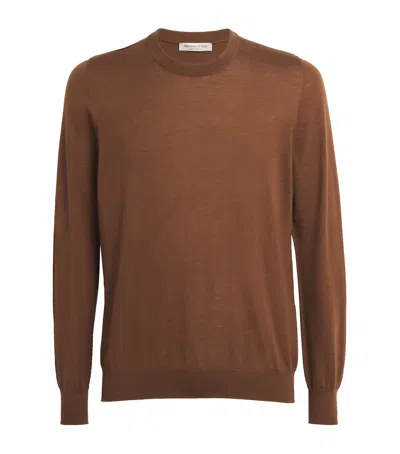 Johnstons Of Elgin Superfine Cashmere Crew-neck Sweater In Brown