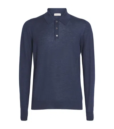 Johnstons Of Elgin Superfine Cashmere Fin Polo Shirt In Blue