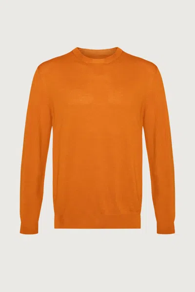 Johnstons Of Elgin Superfine Cashmere Orange Round Neck Jumper In Multi