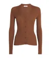 Johnstons Of Elgin Superfine Cashmere V-neck Cardigan In Brown