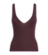 Johnstons Of Elgin Superfine Cashmere Rib Sweater Tank In Burgundy