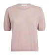 Johnstons Of Elgin Superfine Merino Argyle Short-sleeve Sweater In Pink