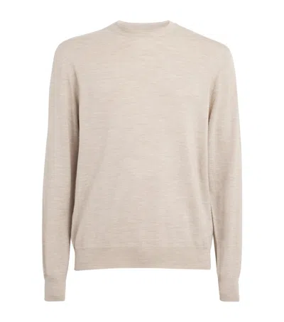 Johnstons Of Elgin Superfine Merino Sweater In Beige