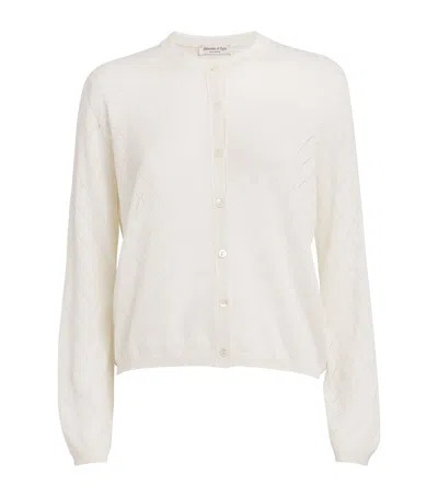 Johnstons Of Elgin Superfine Merino Wool Argyle Cardigan In White