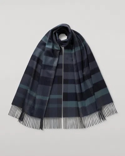Johnstons Of Elgin Tantallon Blue Cashmere Scarf In Black