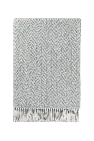 Johnstons Of Elgin Texture Herringbone Merino Throw In Grey In Gray