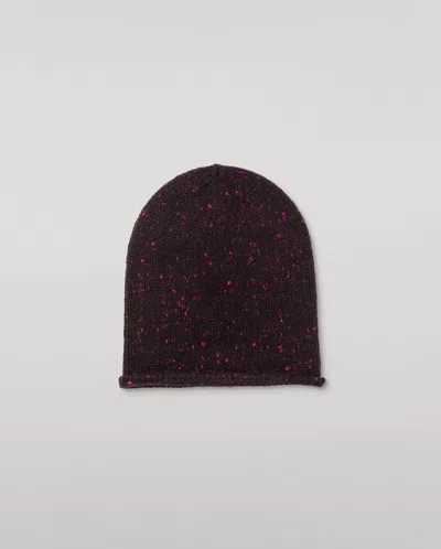 Johnstons Of Elgin Tiree Purple Donegal Cashmere Beanie In Transparent