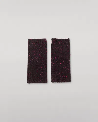 Johnstons Of Elgin Tiree Purple Donegal Cashmere Wristwarmers In Burgundy