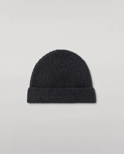 Johnstons Of Elgin Traquair Blue Donegal Cashmere Ribbed Beanie In Transparent