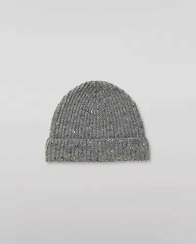 Johnstons Of Elgin Traquair Grey Donegal Cashmere Ribbed Beanie In Transparent