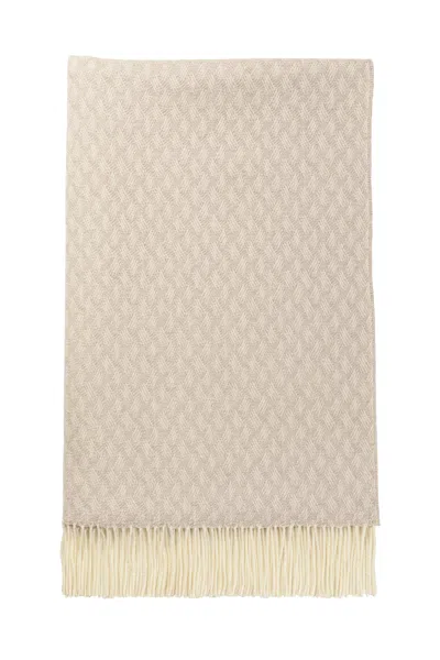 Johnstons Of Elgin Trellis Weave Merino Bed Throw In Light Taupe In Brown