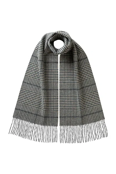 Johnstons Of Elgin Tweed Glen Check Dark Green Scarf In Burgundy