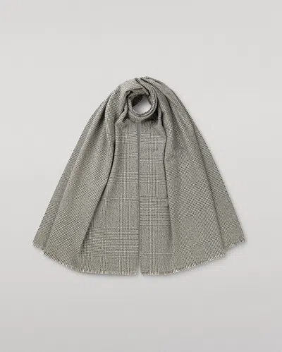 Johnstons Of Elgin Tweed Grey Wool Scarf In Gray