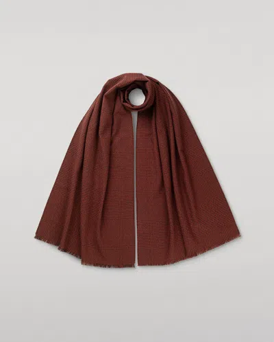 Johnstons Of Elgin Tweed Red Wool Scarf In Brown