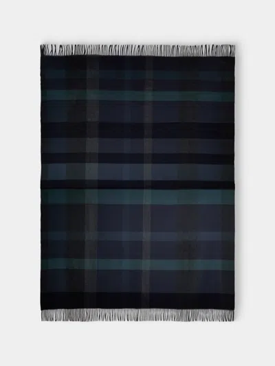 Johnstons Of Elgin Umbra Plaid Cashmere Throw (75in/1.9m) In Blue