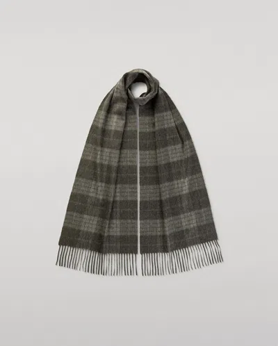 Johnstons Of Elgin Vintage Check Grey Cashmere Scarf In Green