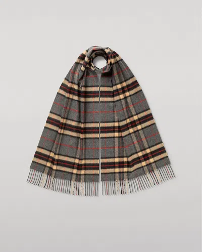 Johnstons Of Elgin Vintage Check Grey Merino Scarf In Gray